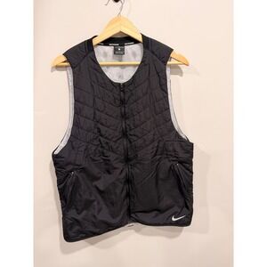 Nike Running Aerolayer‎ Vest Women's Large Black Lightweight Quilted Reflective